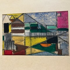URBAN REGIONALISM VINTAGE CUBIST CUBISM CITY Landscape Flag From Estate