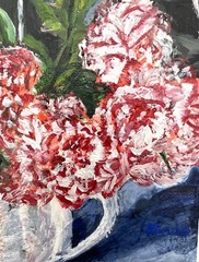 Original 5×7 Acrylic Painting Cottagecore Floral Still Life Flowers in Pitcher