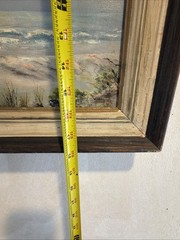 VTG Original Oil Painting Beach Dunes Ocean Pier Scene Signed Framed Waves OOAK