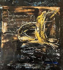 Black Hole Physics Original Art Dark Matter Abstract with Hand-Etched Formulas