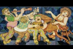 acrylic/canvas 136x72cm Mario Ayra „descargando “ Cuban beautiful art