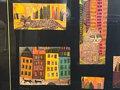 Beautiful painting containing 5 different colorful images by Judith Bladsoe.