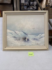 Vintage Sea Landscape Painting Child in Dunes by Edward Runci, Signed & Framed