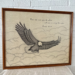 VINTAGE FRAMED EAGLE ISAIAH 40:31 Drypoint ORIGINAL JACK KOWES