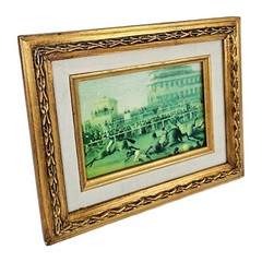 Vintage Horse Racing Oil Painting Steeplechase Aintree National Framed Tasker