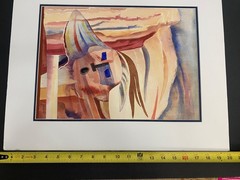 Signed Original Watercolor In Pause of Native American Land Rights -Betty Benson