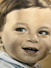 Vtg ‘53 Original Boy In Blue Pastel Artist Wender 14 5/8”w 18.5”T Framed