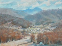 Oil on Canvas Board of a Burnsville, NC Mountain Scene by Artist Jack Ferrell