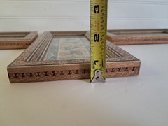 3 Vintage Persian Miniature Painting Khatam Marquetry Frame Hunting Chovgan Art