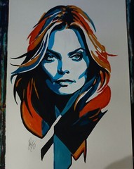 Minimalistic Portrait Poster of Michelle Pfeiffer, Pop Art Style, Handmade