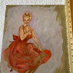 woman portrait original oil painting Vintage