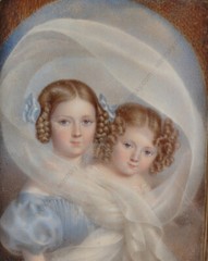 Rodolphe Bell (d. 1849) „Two little sisters“, important miniature!!, ca.1830 (m)