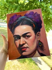Frida Kahlo Inspired Painting ORIGINAL Abstract Woman Portrait Canvas Oil