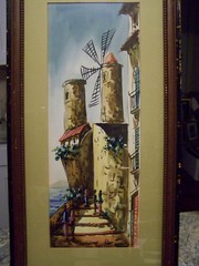 20th C PEN INK AND WATERCOLOR WASH PAINTING ORIGINAL Aquibat SIGNED circa 1950