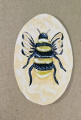Bumblebee In Mini Oval Frame Acrylic On Paper Original Painting Framed Bee Art