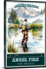 Angel Fire New Mexico Fly Fishing Travel Poster for Prints Framed or Canvas