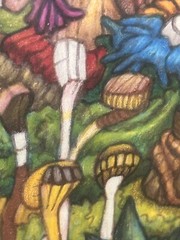 Original Oil Pastel Fantasy Landscape Donna Crotchett 1980 Signed Matted/Framed
