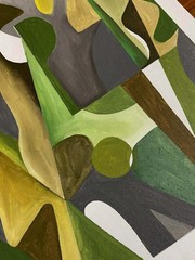 Original Abstract People Painting 16×20 Canvas Modern Wall Art Home Decor Green