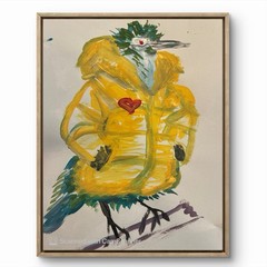 BLESSED#1376 Cold Bird Humor Jacket 14×11 Original Paper Art Modern Abstract