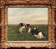 Vintage Bull Oil Painting Farm Cow Landscape Canvas Animals Wall Art Decor