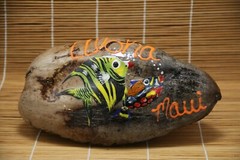 Hawaii Maui Folk Art „Aloha Maui“ Coconut Seed Souvenir Fish Art – G1