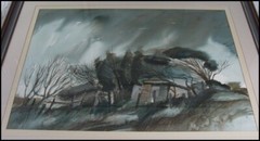 Vintage 1981 Peter Schulz Watercolor Painting Goolwa Australia Old Sheds Signed
