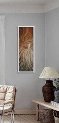 Original oil pastel painting on wood of „The Fire Queen“ by artist, Daniel Wend