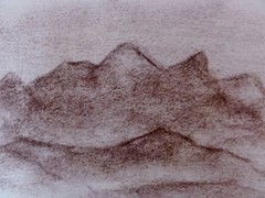 ALBERT WALLAT (1917-1997) Charcoal Drawing Mountains / Landscape / Mountains
