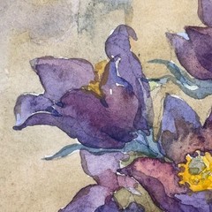 Original Watercolor by Elena V. Melnikova 2001 Russian Floral Still Life