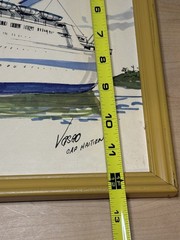 Vintage Watercolor Painting Ship Haiti Cap Haitian Artist Vasgo Skyward Ship