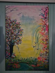 Original Oil Painting 36 / 24, spring has arrived.Signed by artist on canvas