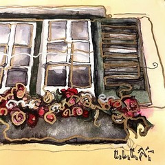 Original C L Cunningham WATERCOLOR INK Painting Mixed Media Art Barcelona OOAK