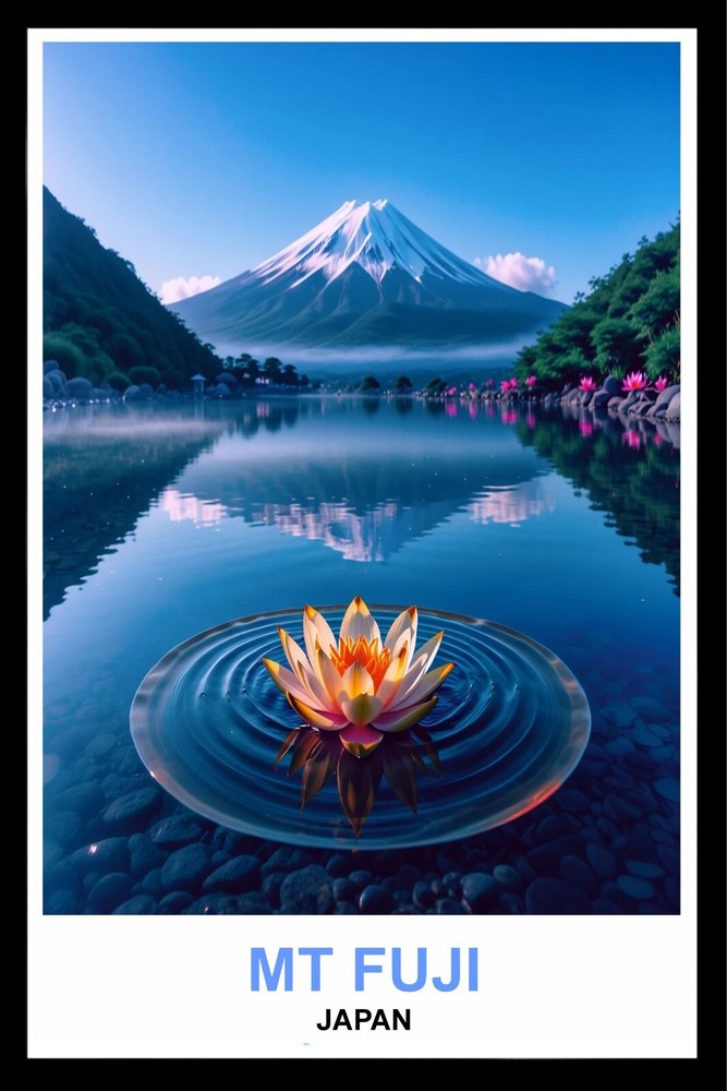 Mount Fuji Japan Travel Poster or Gallery Canvas Wrap Wall Art Home