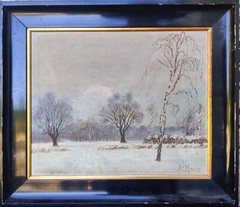 R. Malm: WINTER LANDSCAPE, original oil painting