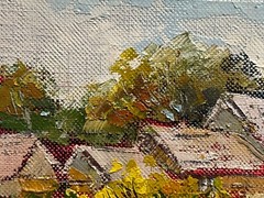 Oil painting Old House Ukrainian painter Fiberboard original landscape decor art