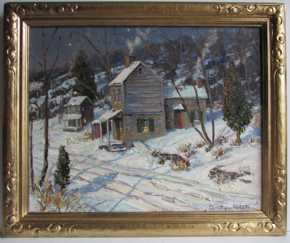 Christopher Willet Bucks County PA Impressionist snow scene Buckingham