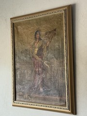 CHARMING OLD ANTIQUE EUROPEAN WOMAN MUSICIAN OIL PAINTING VINTAGE 1906 SIGNED