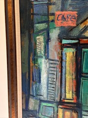 MID CENTURY CUBIST PAINTING REMO FARRUGGIO ABSTRACT CAFE URBAN ANTIQUE FAMOUS