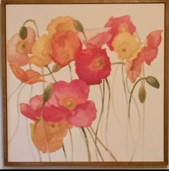 NEW Framed Poppies Hand Painted Art on Metal 28-1/4″ square