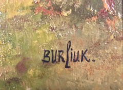 Listed Russian Artist David Burliuk (1882-1967) Signed Landscape Oil Painting