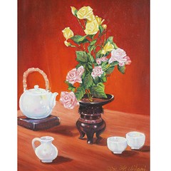 Anthony Sidoni “Tea for Two” 2001 Signed Original Oil Painting 20” x 17” Framed