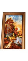 VTG 8.75×5.25” Framed 3D Pebbles Original River Forest Landscape Oil Painting