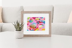 Painting on Wood Color Bright Illustrative Original One of A Kind Pop Art 5×7