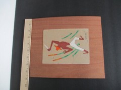 MCM 1950s Virgilio Nabais, Art deco Print on Linen, Brazilian Folk Art C91
