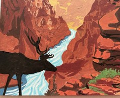 Completed paint by number picture Grand Canyon National Park 8 x 10 on cardboard