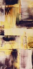 ShawNshawN Original painting – 10×20 yellow black abstract art vertical palette