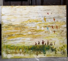 ARTIST LEE REYNOLDS OIL PAINTINGMID CENTURY KITE PAINTING