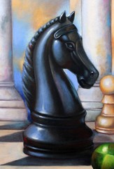 Original Oil Painting Pop Illusion Chess Game Art Sery Dmitry