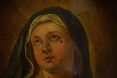 18th century, RUSSIA, antique icon, carved, St. Catherine, oil, 20.0 × 13.8 in