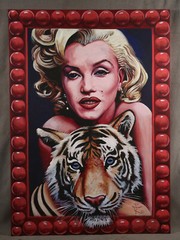 Marilyn Monroe Tiger Red Frame Pop Modern American Contemporary Oil Painting